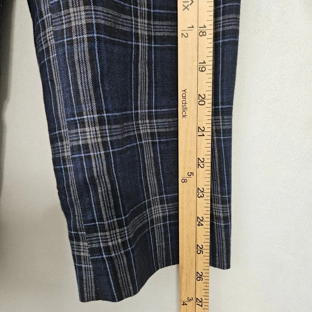 Tommy Hilfiger Sport Coat Mens 43R Blue Plaid Linen Two Button Blazer Jacket